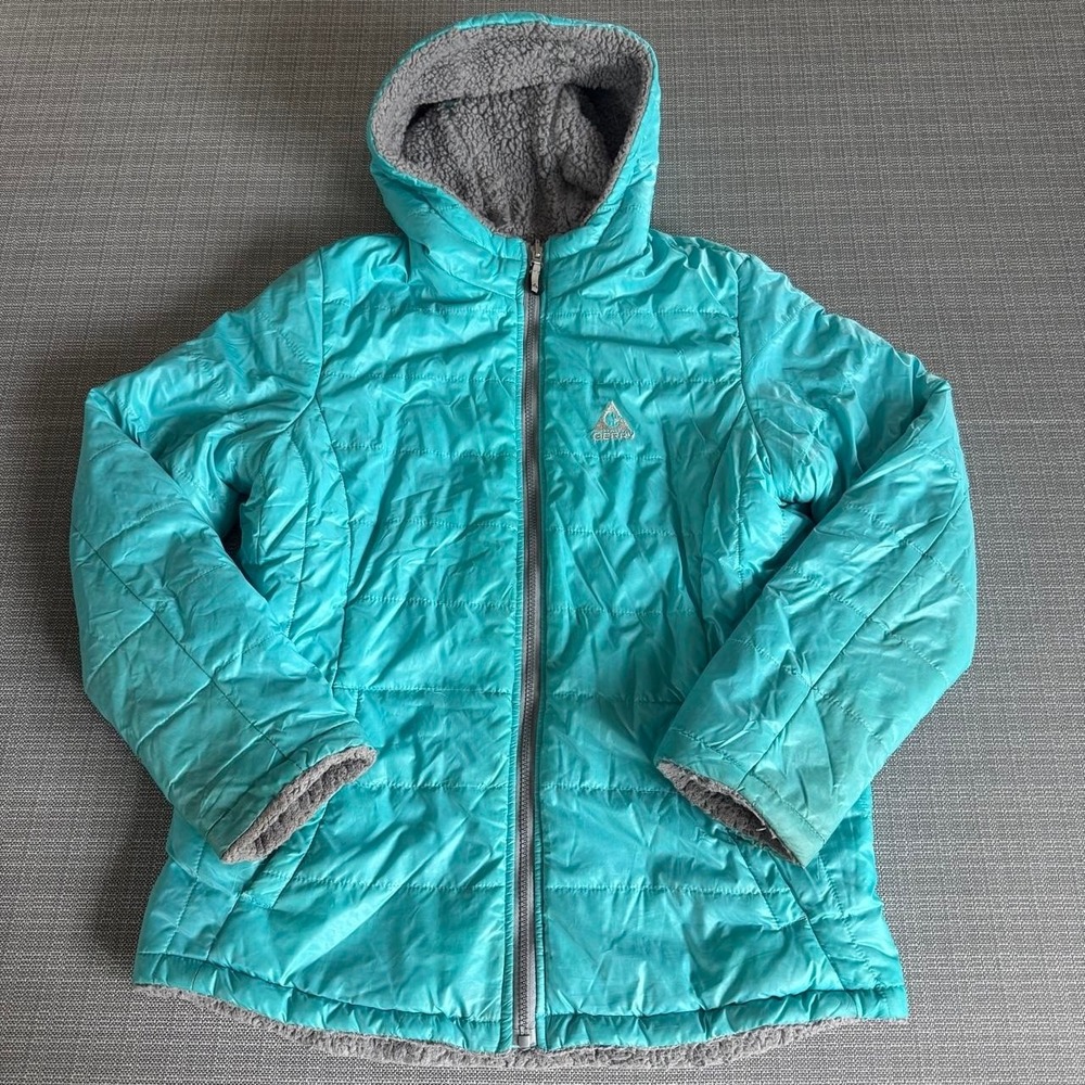 Gerry Reversible XL-18/20 Light Blue Puffer Jacket with Gray Sherpa Lining